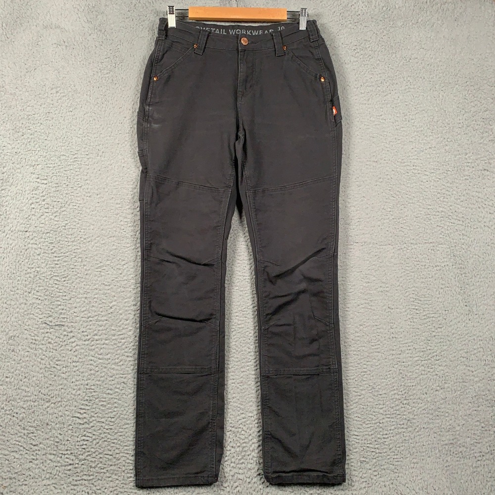 Dovetail Workwear Go To Stretch Canvas Pants Womens 10/32 Grey Utility Carpenter